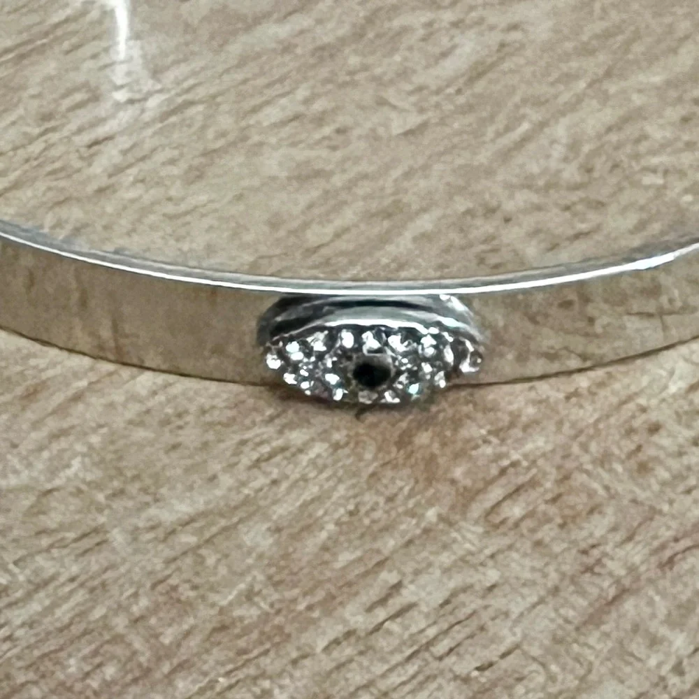 NEW MARLYN SCHIFF Evil Eye Clasp Bangle Bracelet in Silver Tone 7.25”
